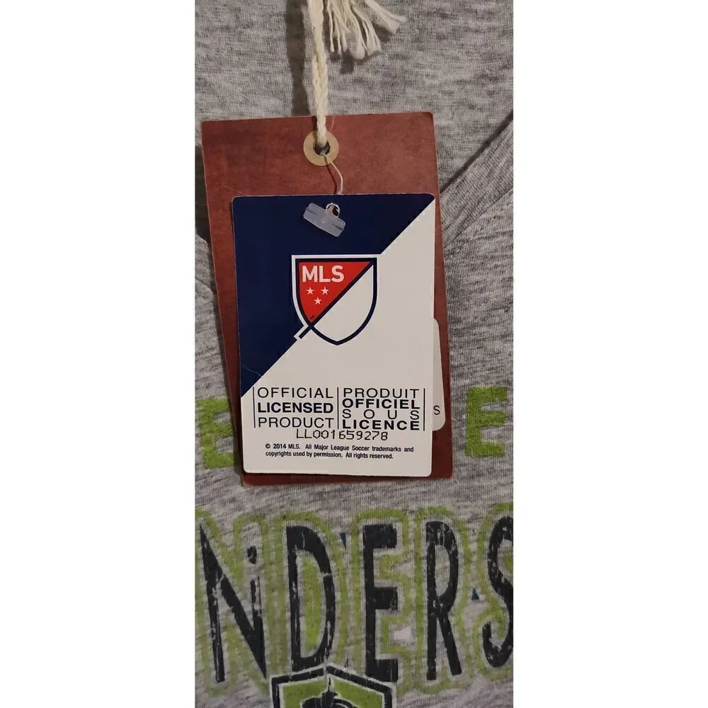 Seattle Sounders MLS FC Women's Medium V-Neck grey T-Shirt NWT Mitchell & Ness - Picture 6 of 11